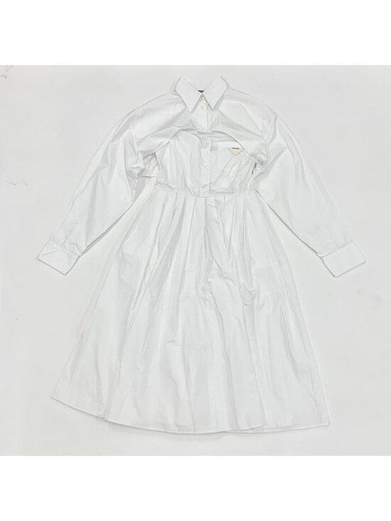 Prada Dresses & Skirts - Prada Poplin Dress Cotton Triangle Logo White